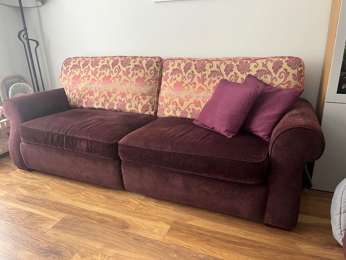3 Seater Purple Couch with Interchangeable Cushion Backs