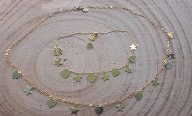 Heart and Stars Gold Vermeil Chain and Bracelet