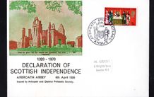 1970 Great Britain Cover Celebrating Declaration of Scottish Independence 1320-1970 showing picture of Arbroath Abbey sting 5d Declaration of Arboath commentative stamp