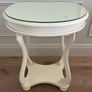 Cream Side Table with Glass Top Image 3