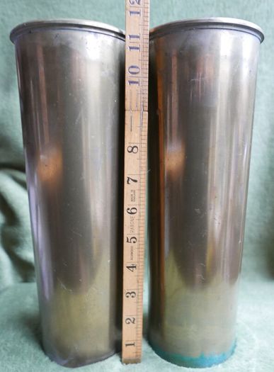 Vintage Two Irish Army Brass Artillery Shell 1954