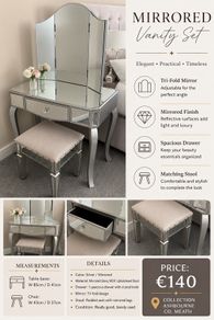 Glass Vanity Table and Chair