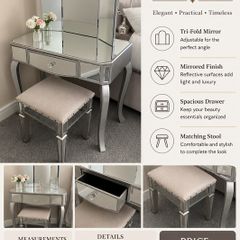 Glass Vanity Table and Chair