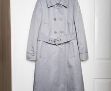 Quin & Donnelly Vintage Grey Pale Blue Trench Coat 14UK/42EU