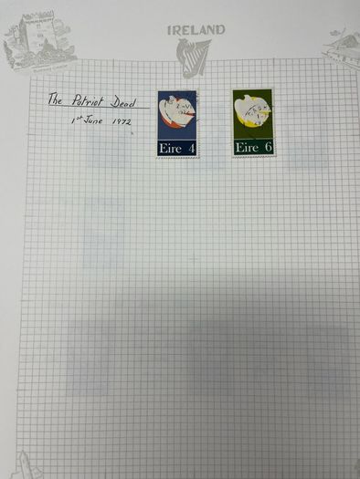 1971-1972 Ireland Definitive (Gerl series) and Commemorative used including flaws/ errors in Green 4-ring binder