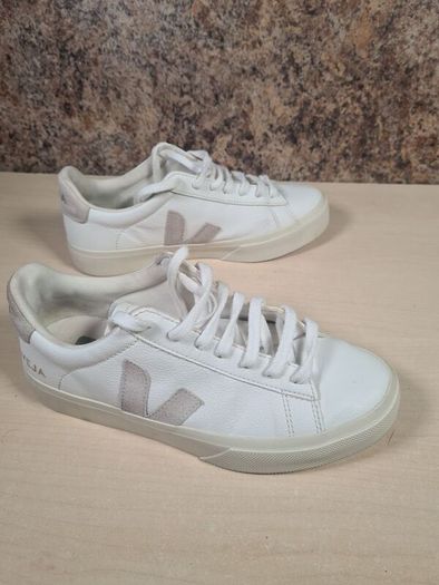 Womens VEJA CAMPO trainers runners white leather grey suede Logo Size UK 5 EU 38 (AT1)