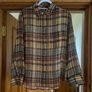 Zara Green, Brown, Yellow Ramie Striped Shirt Blouse Image 7