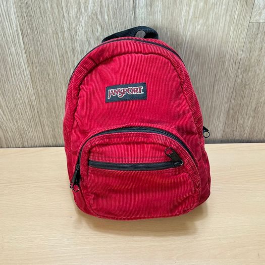 JanSport Mini Red Corduroy Backpack - Vintage Classic Logo - Retro Y2K