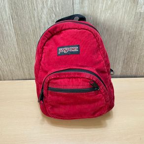 JanSport Mini Red Corduroy Backpack - Vintage Classic Logo - Retro Y2K