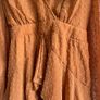 Boohoo Ruffle hem caramel colour chiffon mini dress size 12 Image 3
