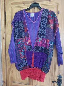 Vintage purple ladies patchwork top (free post)