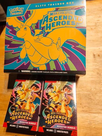 Pokemon Tcg Mega Evolution Ascended Heroes ETB and X2 booster bundle