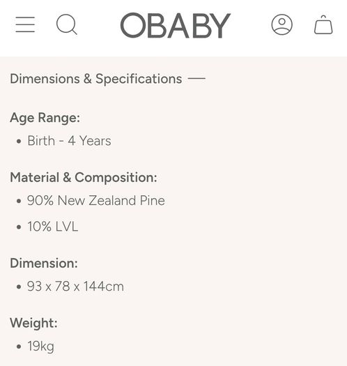 Obaby Grace Cot