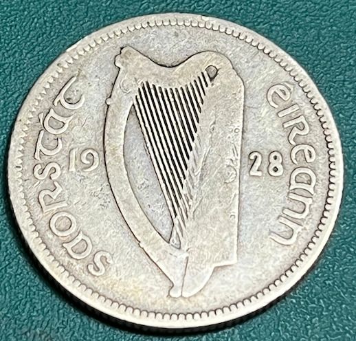 1928 Irish Free State Shilling & Farthing High-Grade EF/AU Rare Detail