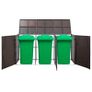 Triple Wheelie Bin Shed Brown 229x78x120 cm Poly Rattan Image 2