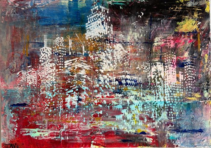 Original Art Original Cityscape in Abstract