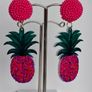 Tropical Hot Pink Seed Bead & Resin Earrings Image 2