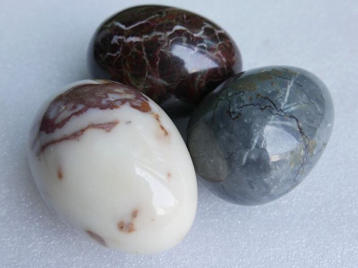 Vintage Polished Marble Onyx Stone Eggs X 3