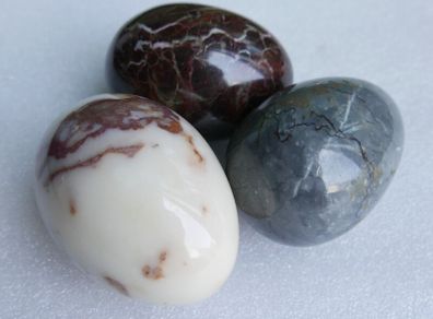 Vintage Polished Marble Onyx Stone Eggs X 3