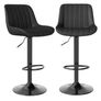 Bar Stools Set of 2, Swivel Counter Height Barstools with Back, Adjustable PU Leather Bar Chairs, Modern Armless Kitchen Island Stool, Black Image 2