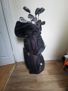 golf clubs and bag