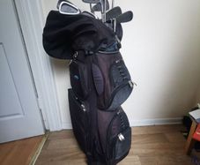 golf clubs and bag
