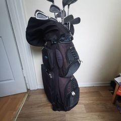 golf clubs and bag
