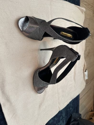Silver /gunpowder high  heels stilettos
