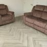 Gresham Grey & Beige Fabric Recliner Sofa Image 8
