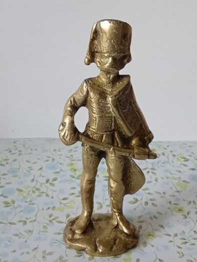 Pair of Vintage Brass Napoleonic Era Soldier Figurines.