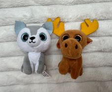 2017 Mcdonalds Ty Teenie Beanie Boos Set Timber the Husky Dog Chocolate Moose approx. 3" Used Please see pictures