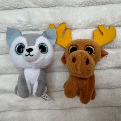 2017 Mcdonalds Ty Teenie Beanie Boos Set Timber the Husky Dog Chocolate Moose approx. 3" Used Please see pictures