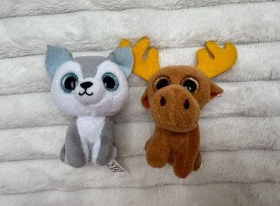 2017 Mcdonalds Ty Teenie Beanie Boos Set Timber the Husky Dog Chocolate Moose approx. 3" Used Please see pictures