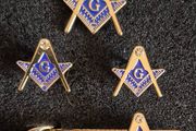 Masonic set, tie pin, lapel badge and cufflinks.