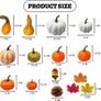 114 Pcs Artificial Pumpkins Autumn Decorations Set, Mini Pumpkins, Pine Cones, Acorns, Fake Leaves for Halloween, Thanksgiving, Fall Decorations Image 2