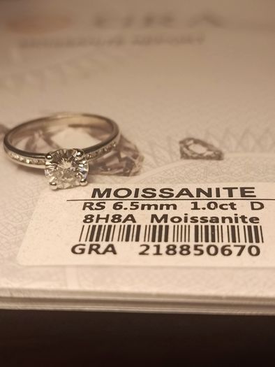 White Gold Moissanite Solitaire Ring with Accents