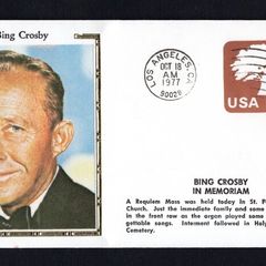 1977 USA Silk style cover marking A Requiem Mass being held in St. Paul The Apostle Chirct, on 18th October 1977