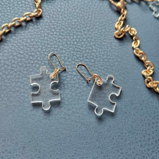 Custom Made Puzzle style Necklace and Earrings set