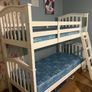 White Wooden Bunk Bed Frame with 2 mattresses Image 2