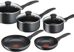 Origins 5 Piece Stone Pots and Pans set, Black, 20 & 24CM Frying Pans, 16 & 18 & 20CM Saucepans with Lids Visit the Tefal Store