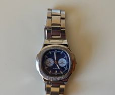 Men's Silver & Blue Quartz Watch