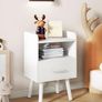 Bedside Table Set of 2, Nightstand, Side Table, Wooden Sofa End Table with Fabric Drawer, Open Shelf, Solid Wood Legs, 39x29x63 cm, for Bedroom, Living Room, White Image 9