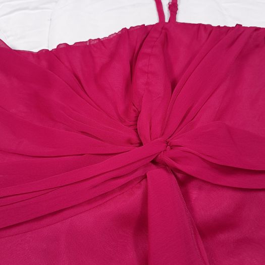 Debut Pink Chiffon Sleeveless Strappy/Strapless Side-Knot Draped Cocktail Mini Dress 20UK/48EU