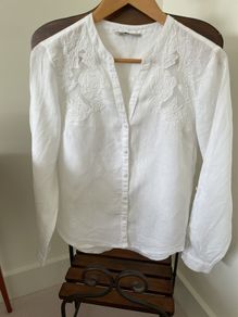 White linen blouse Size 12 EU40