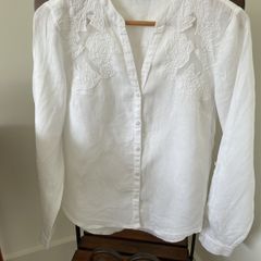 White linen blouse Size 12 EU40