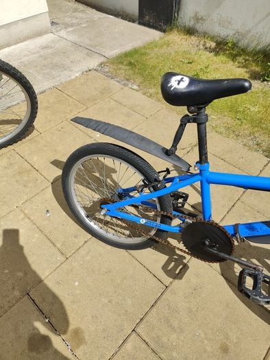 Small Blue BMX Bike for Kids ages 6 - 11, mudguards - stand included