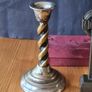Mcharp Celtic  Cross Plus 2 E P N.s Candlesticks  With Barley Twiist Stems & Bevelled Base. Image 4