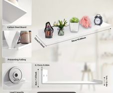 2 White Metal Floating Shelves (50x12cm)