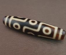 Antique 9 Eyes Himalayan Tibetan Agate Dzi Bead Amulet Pendant