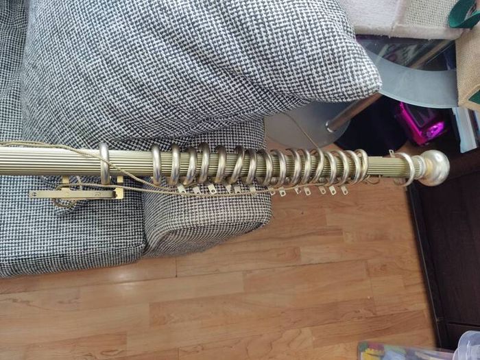 Vintage Brass Style Extendable Curtain Pole with Corded Track System